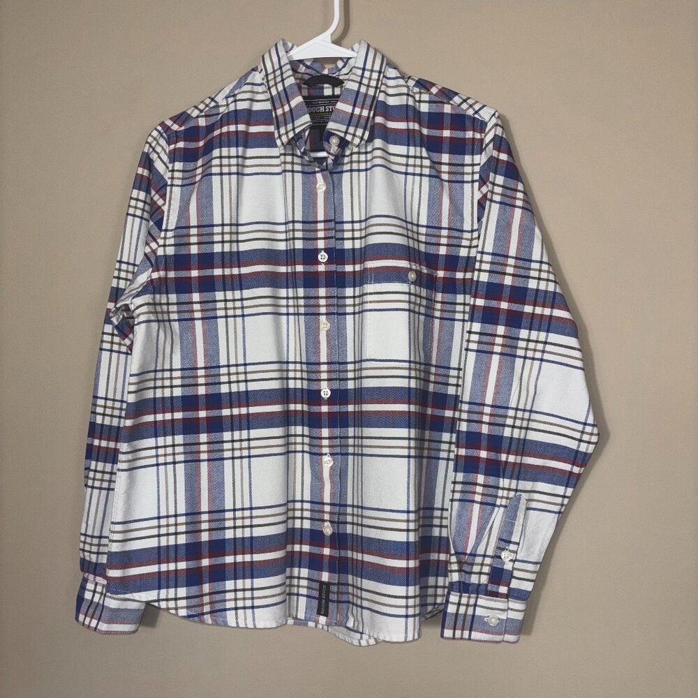 Red, White, and Blue Plaid Button-Down Shirt